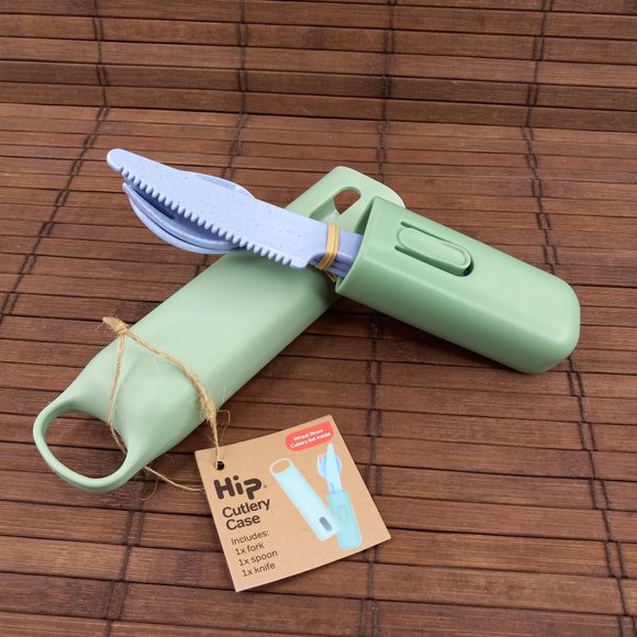 HIP Cutlery Set With Travel Carrying Case Eco Friendly Wheat Straw Knife Fork - Picture 1 of 7